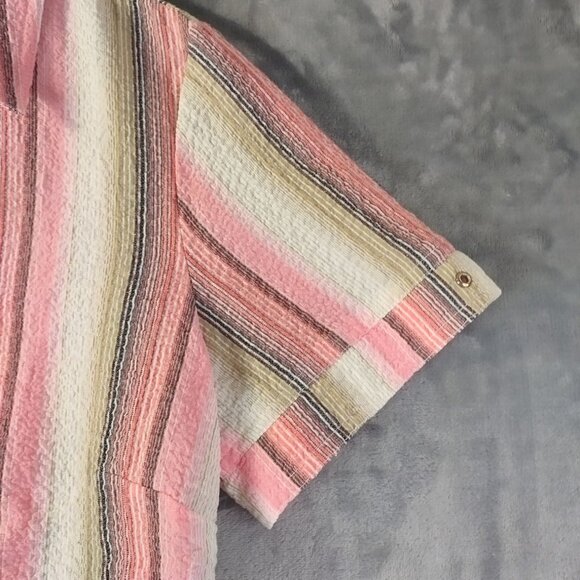 Allison Daley Petite Shirt 6P Pink Striped Textured ButtonUp Short Sleeve Summer - Picture 7 of 10
